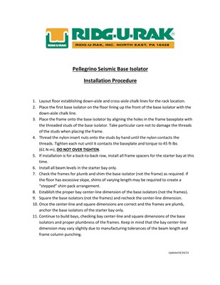 Pellegrino Seismic Base Isolator Installation Procedure